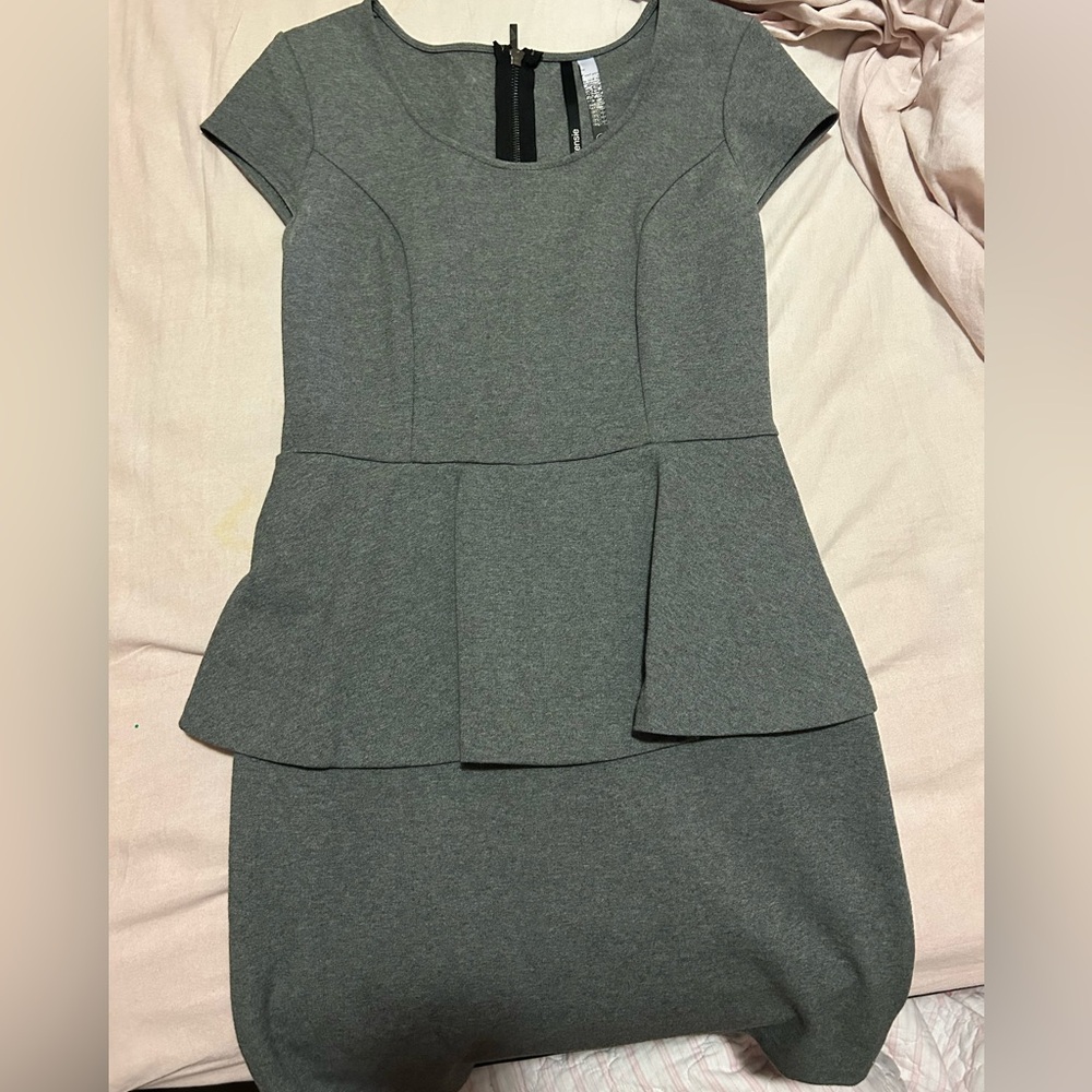 Kensie Gray Peplum Mini Dress